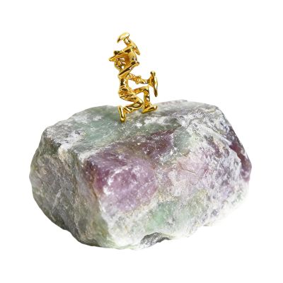Gold Miner Figurine with Natural Crystal, Realistic Sculpture