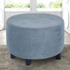 DOGACA Round Footstool Cover, Stretch Ottoman Slipcover, Velvet Gray Blue, D-63 cm/25 in view 2