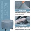 DOGACA Round Footstool Cover, Stretch Ottoman Slipcover, Velvet Gray Blue, D-63 cm/25 in view 3