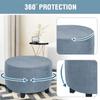 DOGACA Round Footstool Cover, Stretch Ottoman Slipcover, Velvet Gray Blue, D-63 cm/25 in view 4