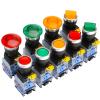 ZDVHOMCB 22 mm LA38 Illuminated Pushbutton Switch, Self-Locking, Reset, Flat, 24/220 V, Red/Green Start Mushroom Button with Light, 2-Position, 380 V view 3