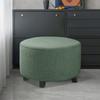 DOGACA Round Ottoman Cover, Stretch Footstool Slipcover, Fleece, Grass Green, 40 cm view 2