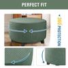 DOGACA Round Ottoman Cover, Stretch Footstool Slipcover, Fleece, Grass Green, 40 cm view 3