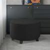 DOGACA Round Ottoman Cover, Stretch Slipcover for Footstools, Black Fleece, 38 cm/15 in view 2