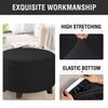 DOGACA Round Ottoman Cover, Stretch Slipcover for Footstools, Black Fleece, 38 cm/15 in view 4