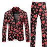 Generic Men's Valentine's Day 2-Piece Slim-Fit Suit Costume with Heart-Print Pants view 1