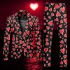 Generic Men's Valentine's Day 2-Piece Slim-Fit Suit Costume with Heart-Print Pants view 3