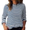 Women's Red and White Striped Long-Sleeve Shirt view 1