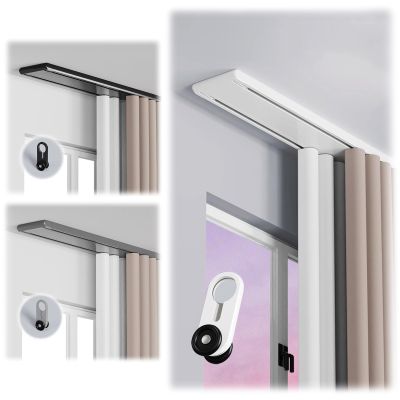 Double-Track Ceiling Curtain Rail, Cream, 380 cm