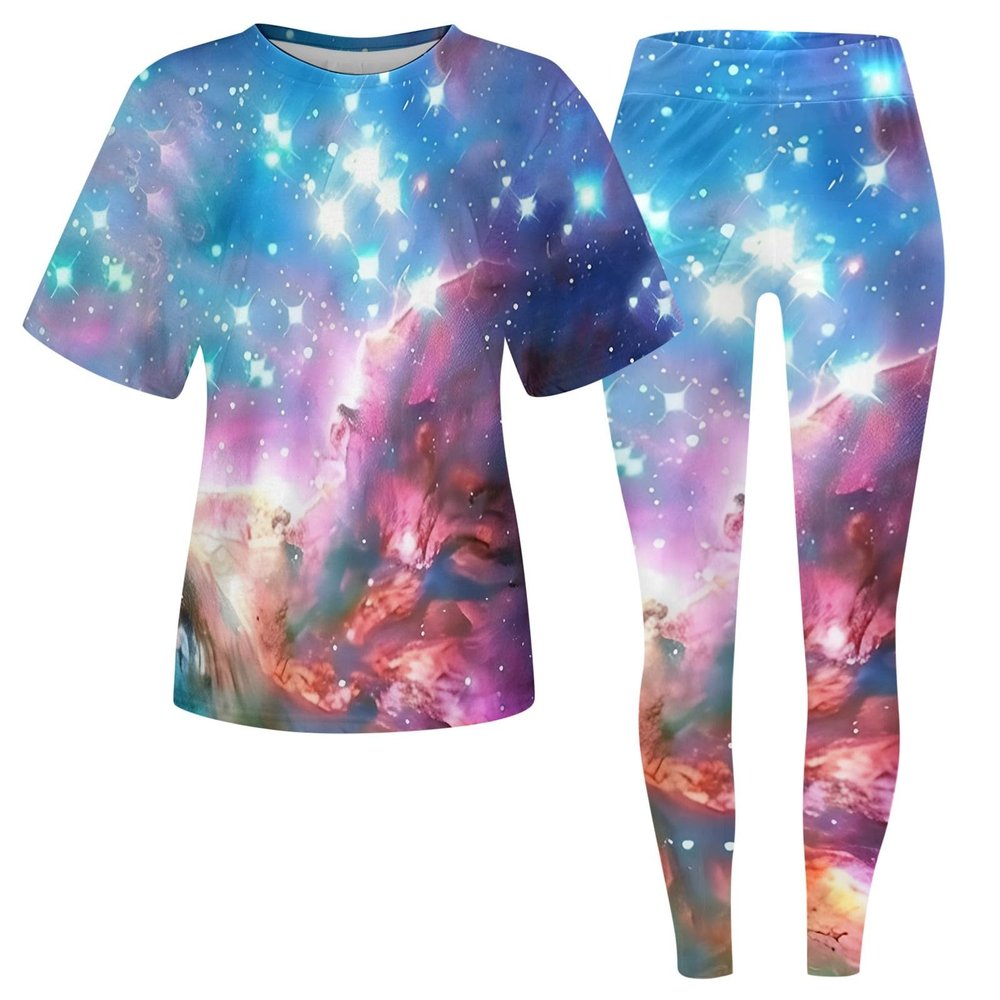 Women's Galaxy Costume Set with Leggings and T-Shirt