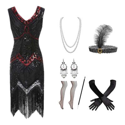 Women's 1920s Charleston Flapper Costume with Accessories