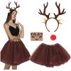 Women's Deer Costume Set with Antler Headband, Tutu Skirt, Gloves, Tail and Bow Tie view 2