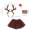 Women's Deer Costume Set with Antler Headband, Tutu Skirt, Gloves, Tail and Bow Tie view 3