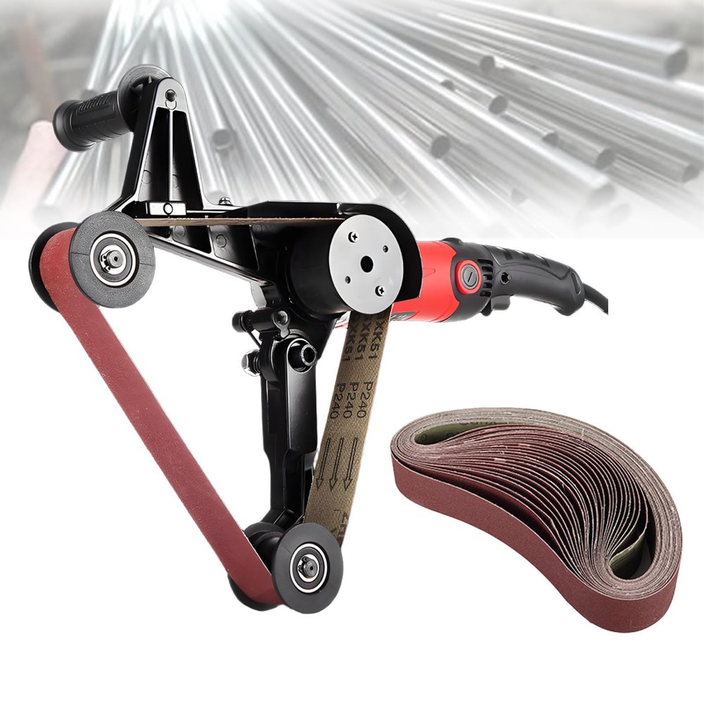 Professional Pipe Sander and Polisher, Adjustable Speed, Protective Cover, 100 Sanding Belts Included