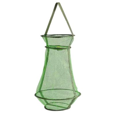 Qury Foldable Fish Cage, Portable and Durable Fishing Basket for Bait, Crabs, Fish and Shrimp (33 x 55 cm)