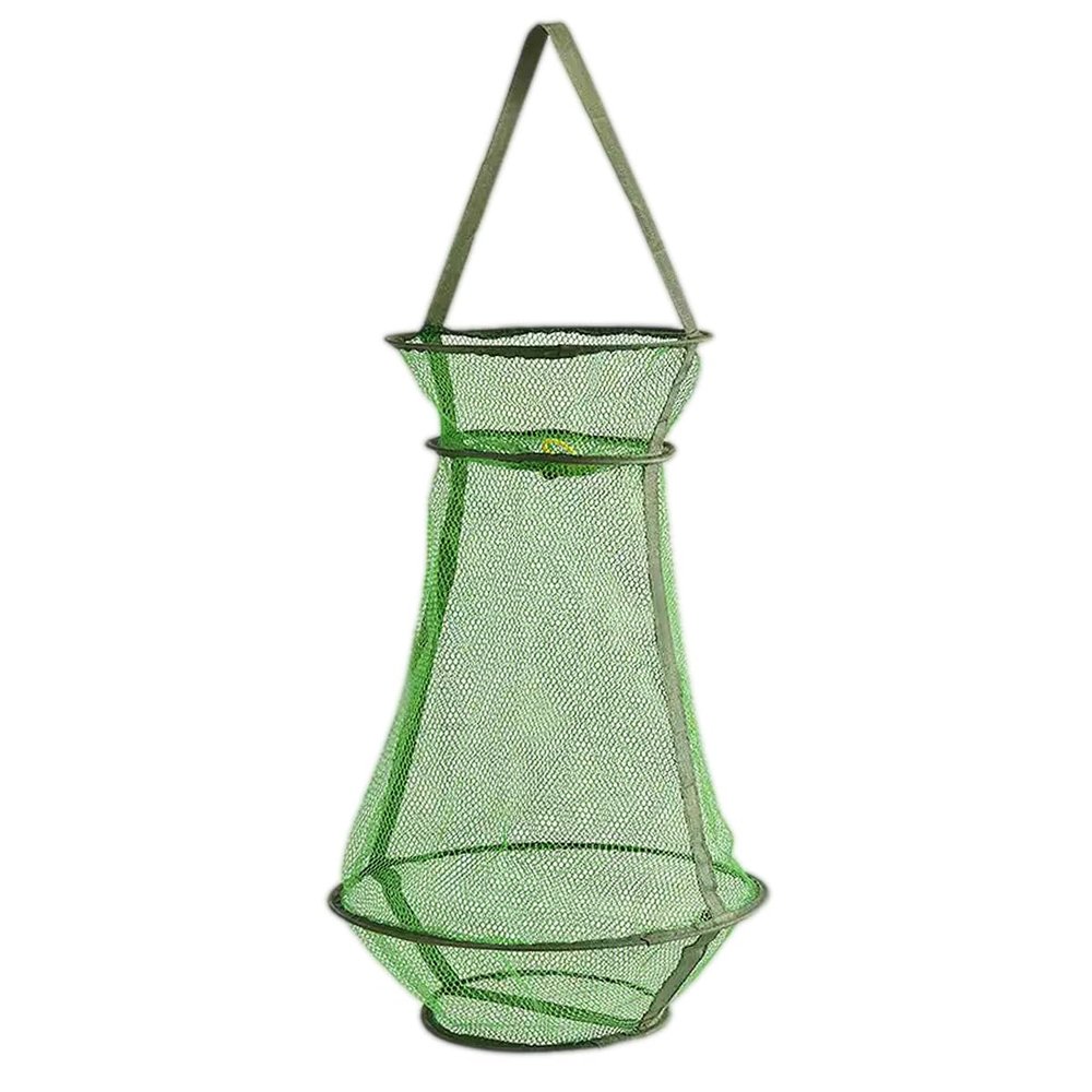 Qury Foldable Fish Cage, Portable and Durable Fishing Basket for Bait, Crabs, Fish and Shrimp (33 x 55 cm)