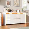 White High-Gloss Sideboard with LED Lighting, 160 cm view 3