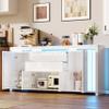 White High-Gloss Sideboard with LED Lighting, 160 cm view 4