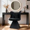 HaoChrymec Vanity Chair with Butterfly Backrest, Swivel Chenille Accent Chair, Black, 52 x 52 x 78 cm view 1