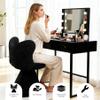 HaoChrymec Vanity Chair with Butterfly Backrest, Swivel Chenille Accent Chair, Black, 52 x 52 x 78 cm view 4
