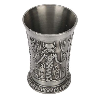 Fdit Metal Whiskey Shot Glass, Hand-Embossed Retro Design, Antique Pewter Finish, 6.1 cm, Antique Pewter Color