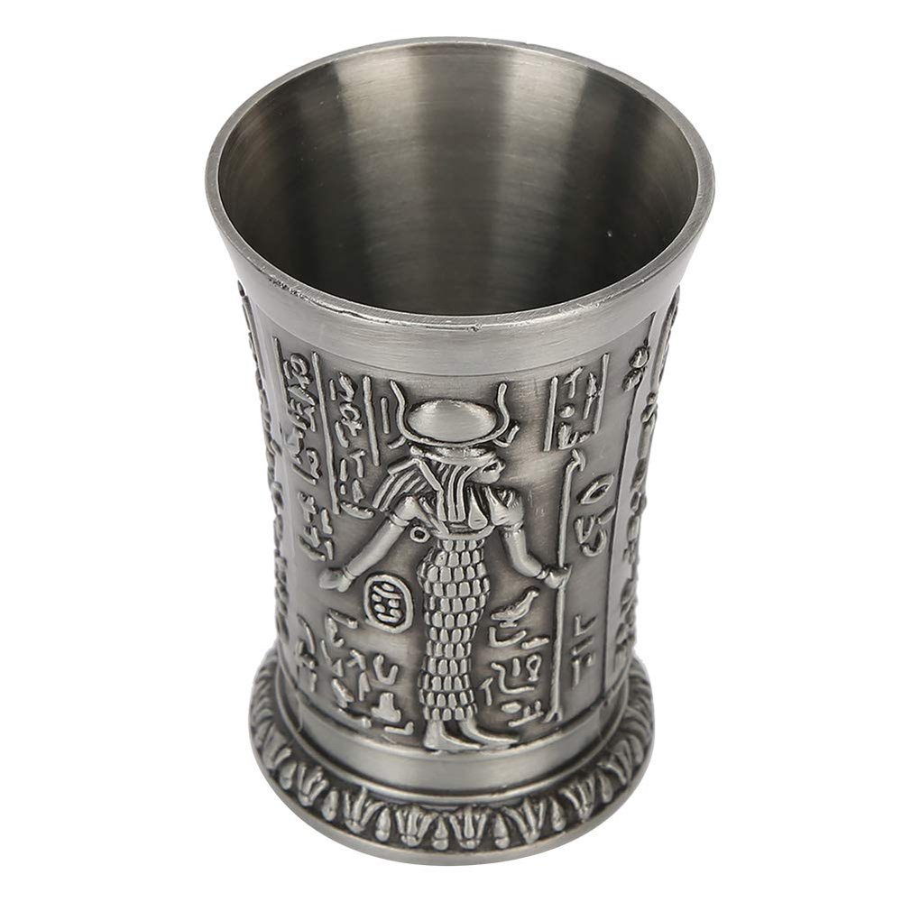 Fdit Metal Whiskey Shot Glass, Hand-Embossed Retro Design, Antique Pewter Finish, 6.1 cm, Antique Pewter Color