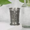 Fdit Metal Whiskey Shot Glass, Hand-Embossed Retro Design, Antique Pewter Finish, 6.1 cm, Antique Pewter Color view 2
