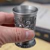 Fdit Metal Whiskey Shot Glass, Hand-Embossed Retro Design, Antique Pewter Finish, 6.1 cm, Antique Pewter Color view 4