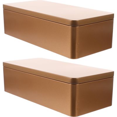 FOMIYES Rectangular Tin Tea Canisters with Removable Lids, 2-Piece Gift Box