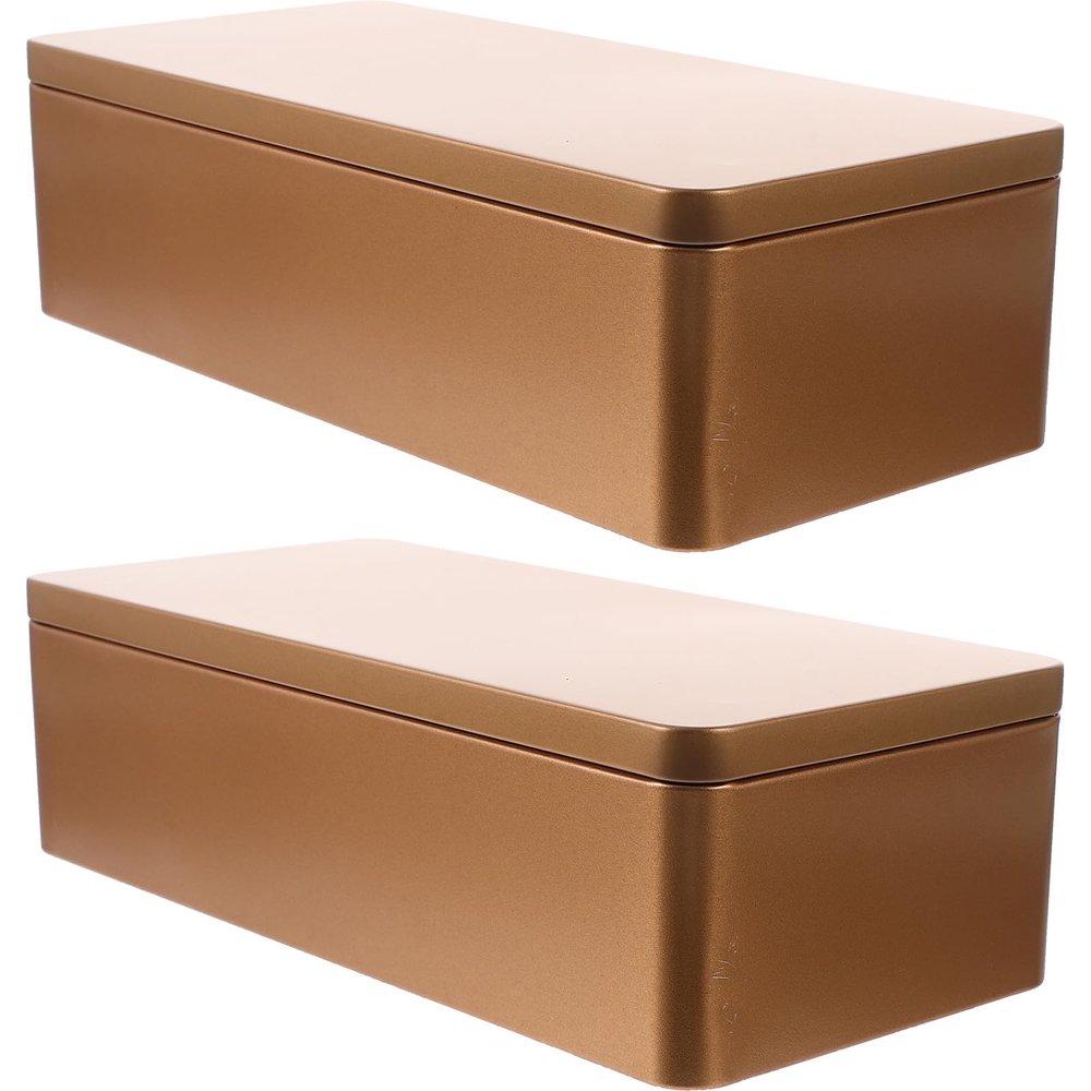 FOMIYES Rectangular Tin Tea Canisters with Removable Lids, 2-Piece Gift Box
