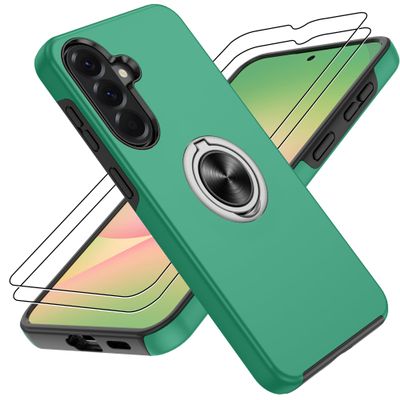 Gritup Case for Samsung Galaxy A57 with 2 Screen Protectors, Military-Grade Drop Protection, 360° Rotating Metal Stand, Green