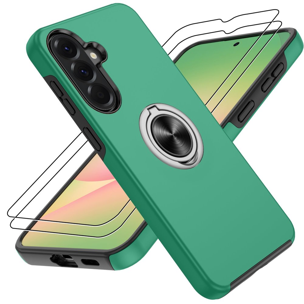 Gritup Case for Samsung Galaxy A57 with 2 Screen Protectors, Military-Grade Drop Protection, 360° Rotating Metal Stand, Green