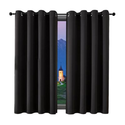 GUOJUN Thermal Blackout Curtain 80 x 165 cm with Eyelets, Black