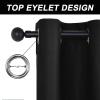 GUOJUN Thermal Blackout Curtain 80 x 165 cm with Eyelets, Black view 4