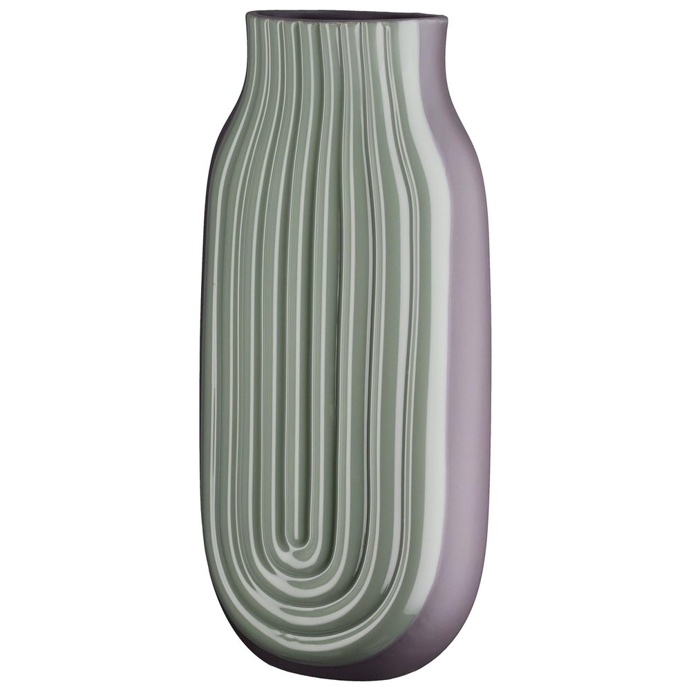 GILDE Curve Ceramic Vase, Green, 37 x 17 cm