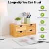 Bamboo Desk Organizer with 4 Drawers view 3