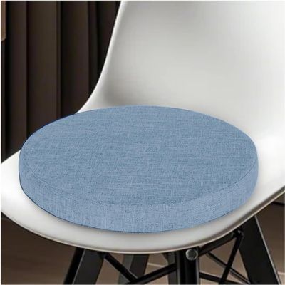 JORTUIO Round Seat Cushion, 30/35/40/45/50 cm, Memory Foam, 3/5/8 cm Thick, Removable Cover, Light Blue, 30 x 5 cm