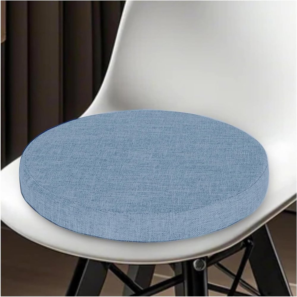 JORTUIO Round Seat Cushion, 30/35/40/45/50 cm, Memory Foam, 3/5/8 cm Thick, Removable Cover, Light Blue, 30 x 5 cm