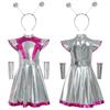 Women's Alien Costume, Metallic Silver Space Girl Dress view 4