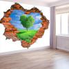 Heart-Shaped Brick Wall 3D-Look Photo Wallpaper, Fields and Grassland, 350 x 256 cm, White Nonwoven Mural view 2