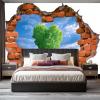 Heart-Shaped Brick Wall 3D-Look Photo Wallpaper, Fields and Grassland, 350 x 256 cm, White Nonwoven Mural view 3