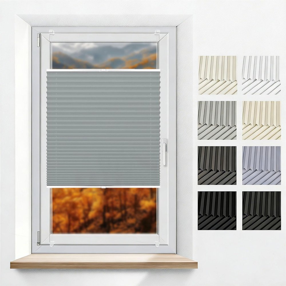 Pleated Blind Clamp-Fix No Drilling 45 x 100 cm, Light and Privacy Protection, Cream