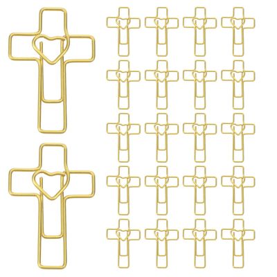UTHCLO Decorative Metal Paper Clips for Document Organization, 100 Pieces, Heart and Cross Shapes