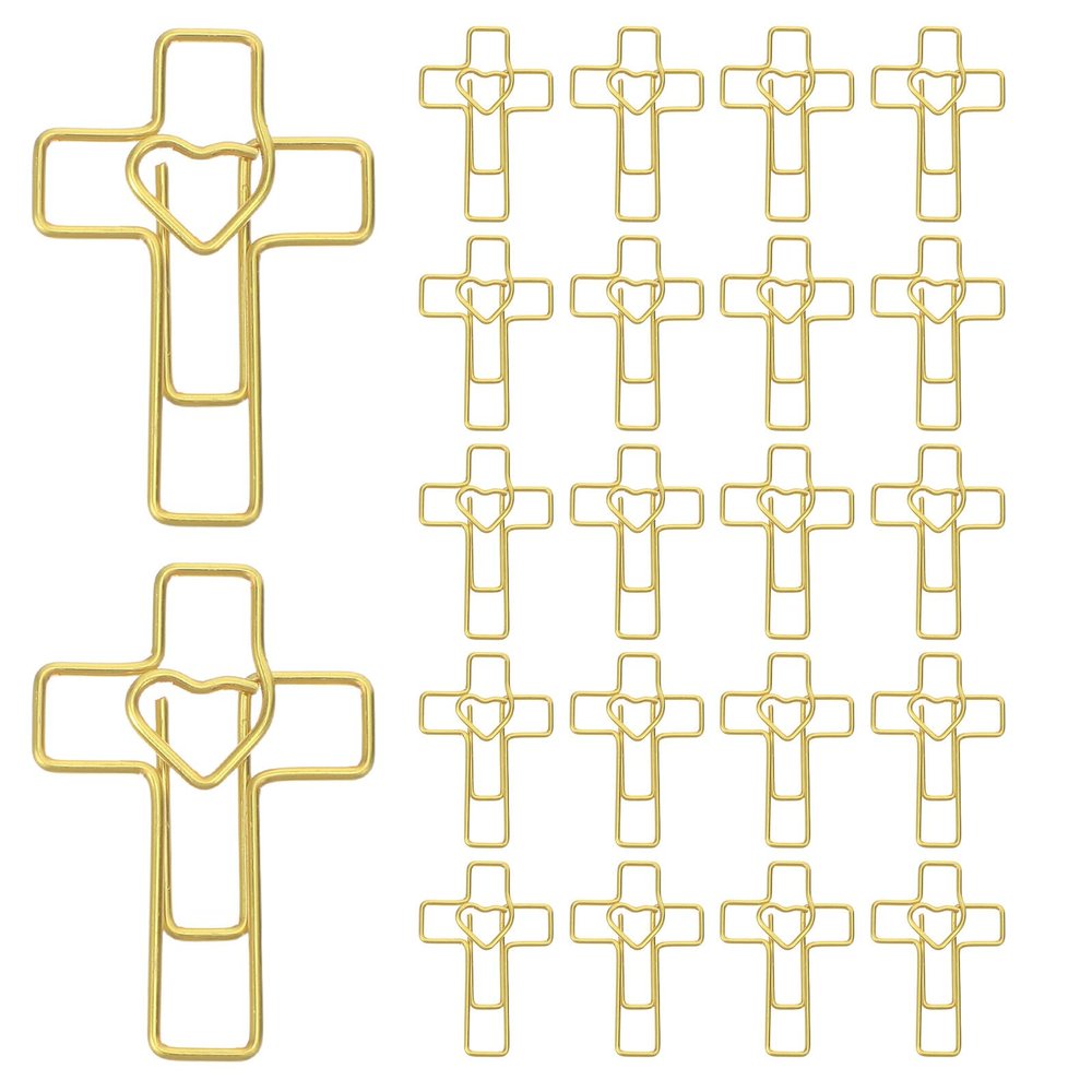 UTHCLO Decorative Metal Paper Clips for Document Organization, 100 Pieces, Heart and Cross Shapes