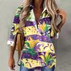 Women's Colorful Printed Carnival Blouse with Long Sleeves view 2