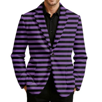 Men's Corduroy Blazer Carnival Costume Jacket Colorful Patchwork Vintage Streetwear