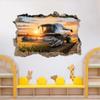 3D Wall Breakthrough Sticker, Combine Harvester in Wheat Field view 2