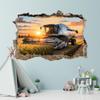 3D Wall Breakthrough Sticker, Combine Harvester in Wheat Field view 4