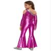 Yiesvsov Girls' Metallic Sequin Fringe Jumpsuit, Dark Pink, 122-128 view 2
