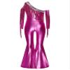 Yiesvsov Girls' Metallic Sequin Fringe Jumpsuit, Dark Pink, 122-128 view 4